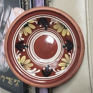 SUOMI Finland Pottery Redware Slipware Primitive Country Folk Bowl Signed MH